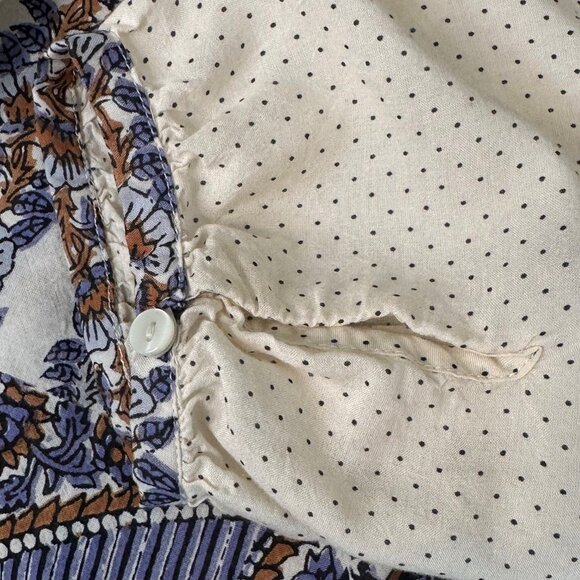 SALE 2/25 Lucky Brand Floral and Polka Dot Bohemian Style Blouse Size Medium - Picture 9 of 11